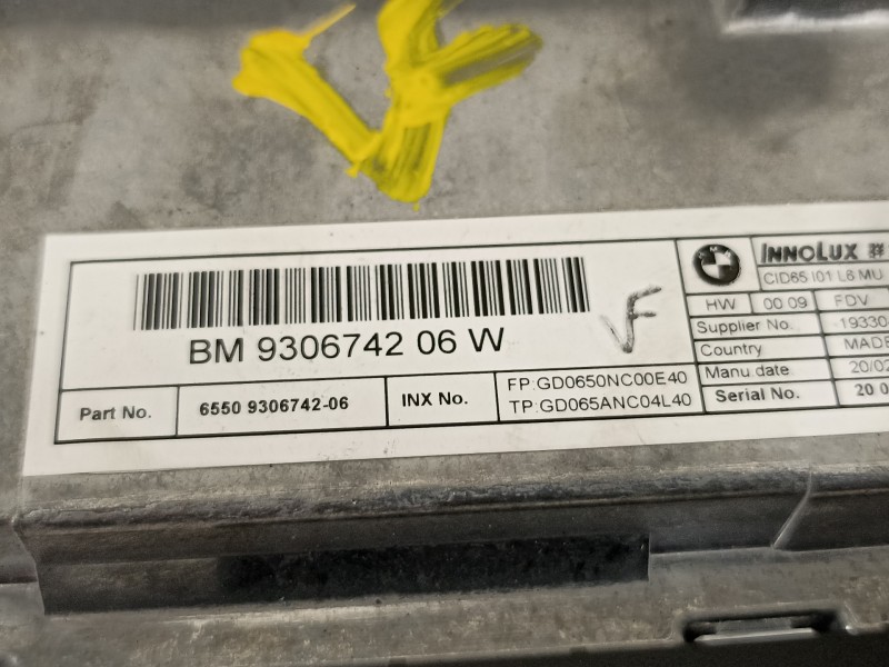 Recambio de pantalla multifuncion para bmw i3 (i01) i3 referencia OEM IAM 65509306742  