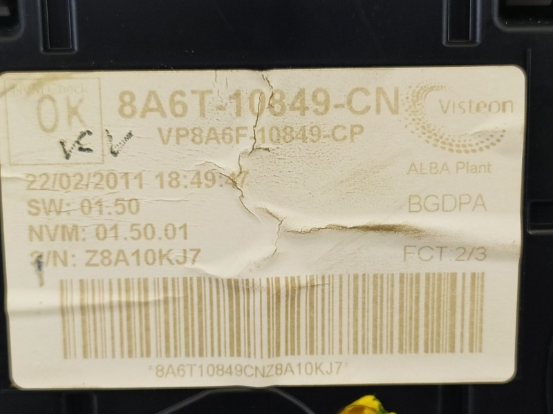 Recambio de cuadro instrumentos para ford fiesta (cb1) 1.6 tdci cat referencia OEM IAM 8A6T10849CN  