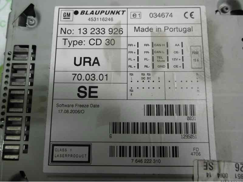 Recambio de sistema audio / radio cd para opel vectra c berlina elegance referencia OEM IAM 13233926 003161295051 