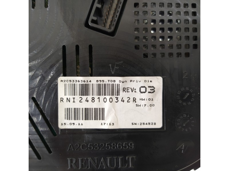 Recambio de cuadro instrumentos para renault megane iii berlina 5 p dynamique referencia OEM IAM 248100342R  