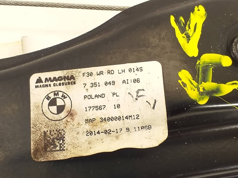 Recambio de elevalunas trasero izquierdo para bmw serie 3 lim. (f30) 335i xdrive referencia OEM IAM 7351049 17756710 