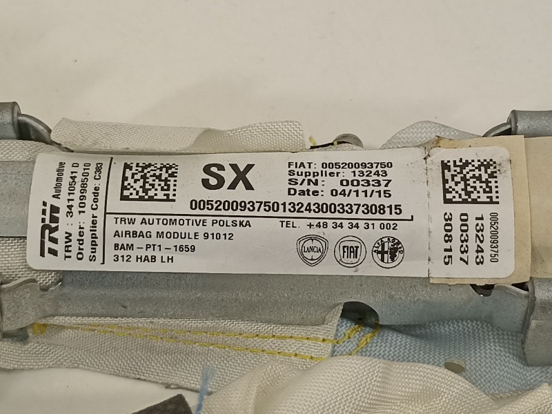 Recambio de airbag cortina delantero izquierdo para fiat 500 abarth referencia OEM IAM 520093750  