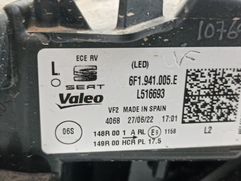 Recambio de faro izquierdo para seat arona xperience referencia OEM IAM 6F1941005E  