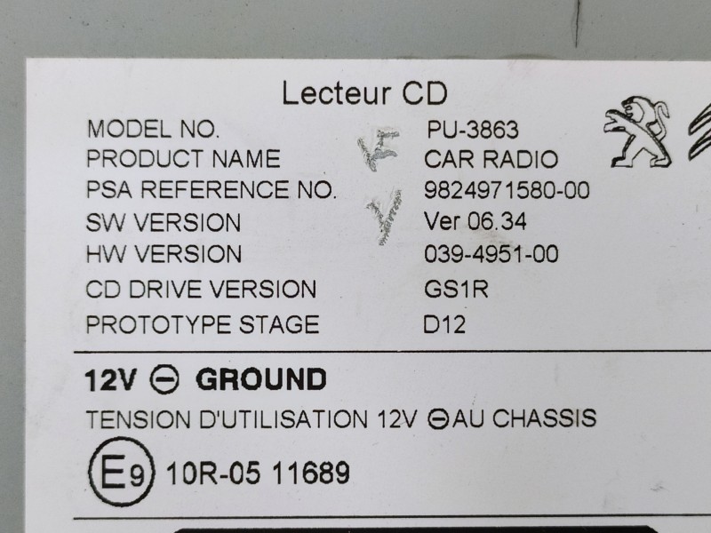 Recambio de sistema audio / radio cd para citroën c4 lim. business referencia OEM IAM 9824971580  