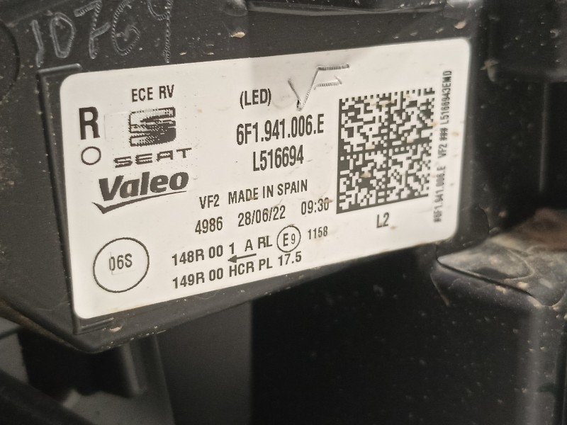 Recambio de faro derecho para seat arona xperience referencia OEM IAM 6F1941006E  