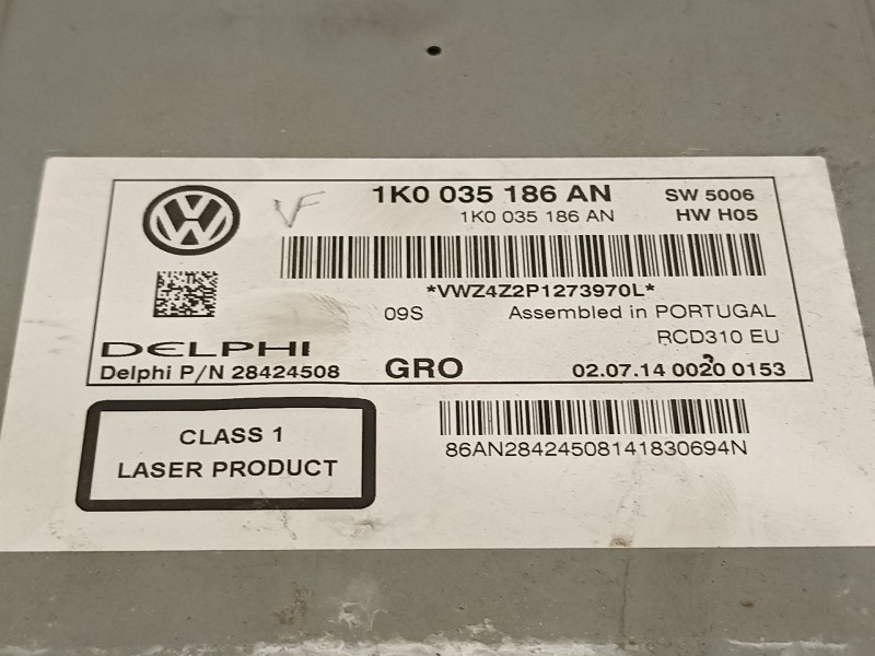 Recambio de sistema audio / radio cd para volkswagen touran (1t3) advance referencia OEM IAM 1K0035186AN  