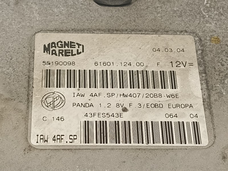 Recambio de centralita motor uce para fiat panda (169) 1.2 8v dynamic referencia OEM IAM 55190098  