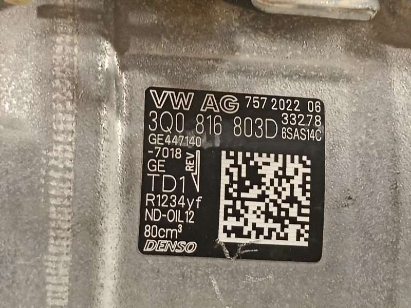 Recambio de compresor aire acondicionado para seat arona xperience referencia OEM IAM 3Q0816803D  