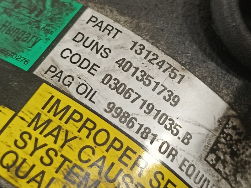 Recambio de compresor aire acondicionado para opel astra h ber. cosmo referencia OEM IAM 13124751  
