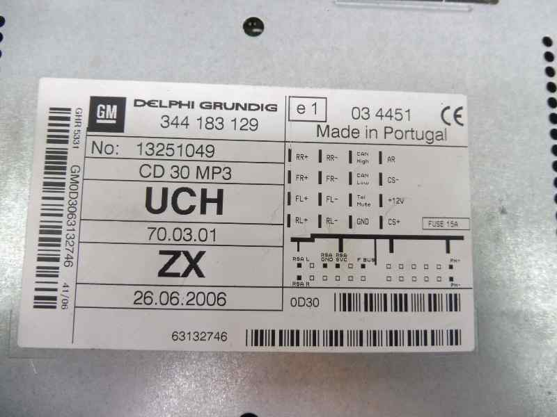 Recambio de sistema audio / radio cd para opel astra gtc cosmo referencia OEM IAM 13251049 344183129 