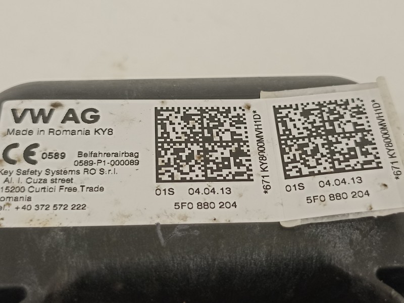 Recambio de airbag delantero derecho para seat leon (5f1) fr referencia OEM IAM 5F0880204  