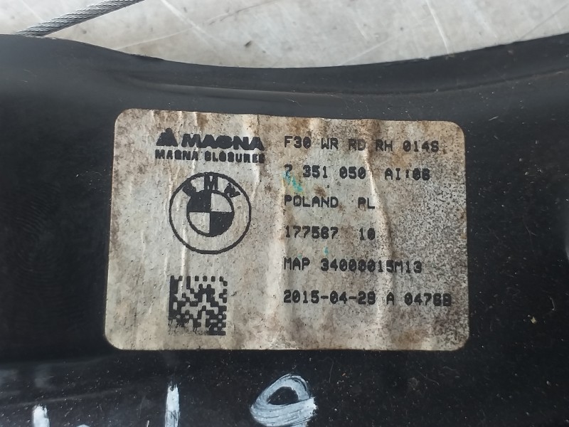 Recambio de elevalunas trasero derecho para bmw serie 3 touring (f31) 320d referencia OEM IAM 7351050  
