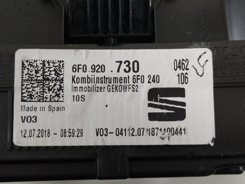 Recambio de cuadro instrumentos para seat ibiza (kj1) reference plus referencia OEM IAM 6F0920730  