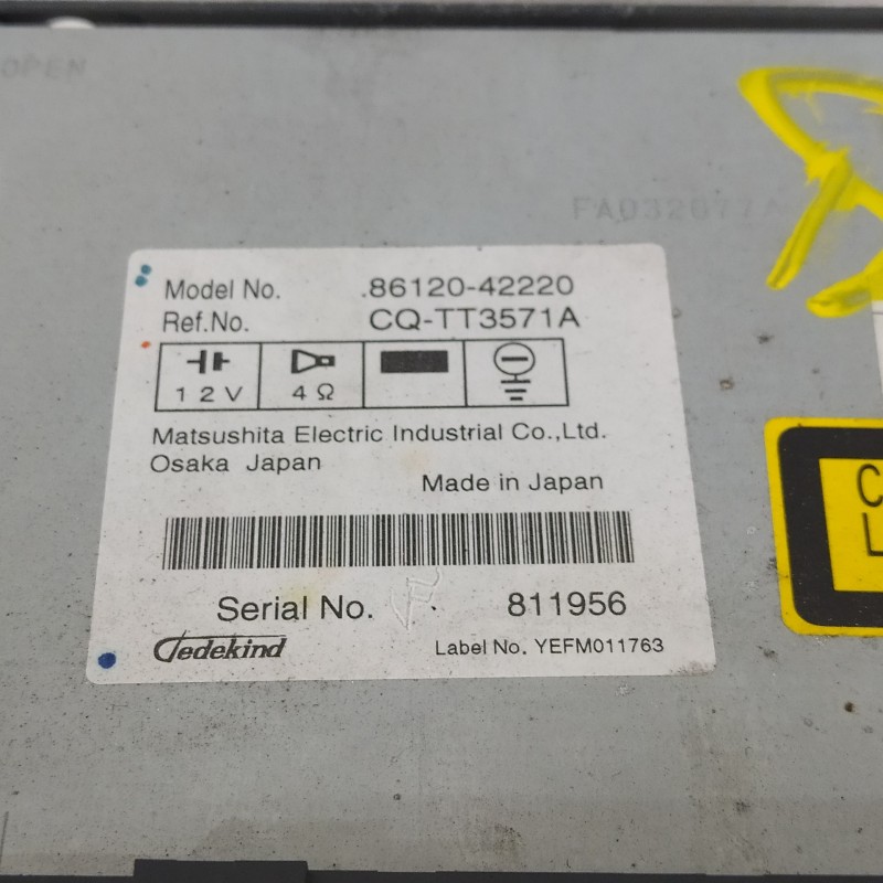 Recambio de sistema audio / radio cd para toyota rav 4 (a3) sol cross sport referencia OEM IAM 8612042220  