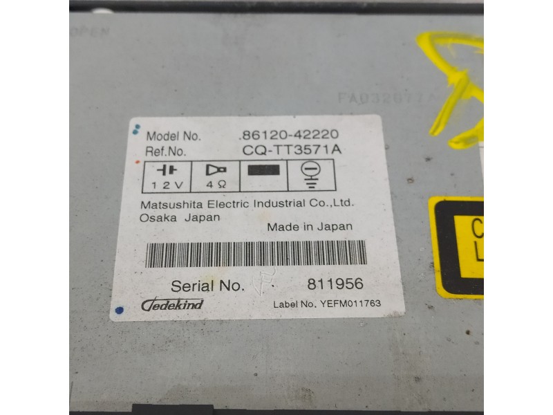 Recambio de sistema audio / radio cd para toyota rav 4 (a3) sol cross sport referencia OEM IAM 8612042220  