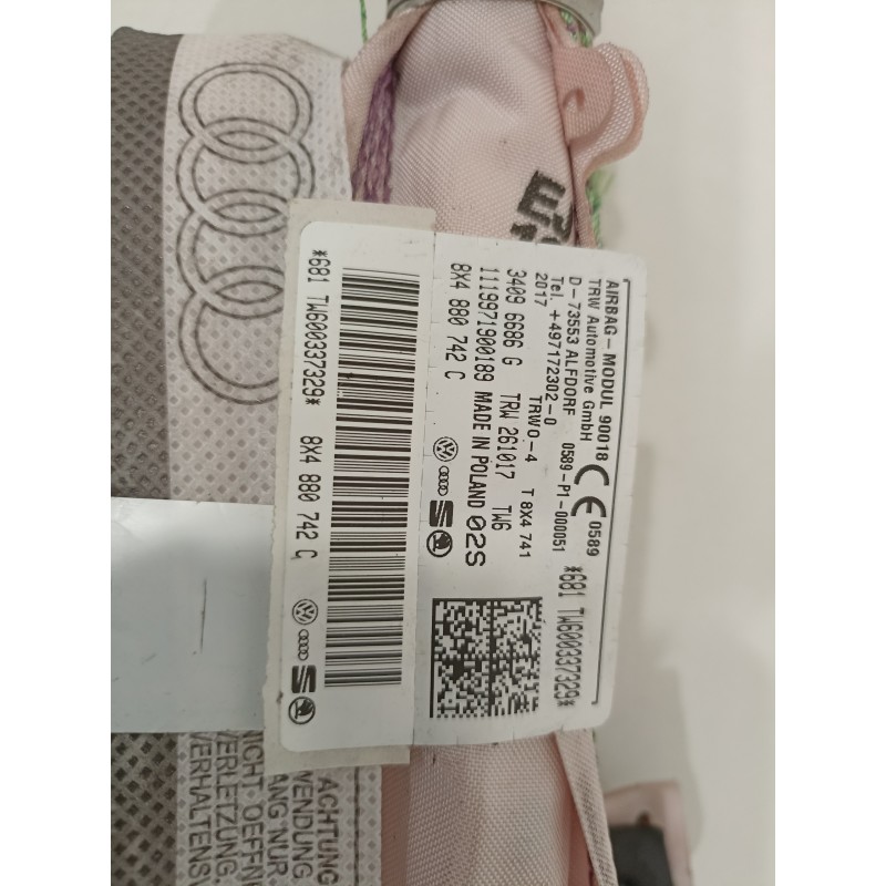 Recambio de airbag cortina delantero derecho para audi a1 (8xk) attraction referencia OEM IAM 8X4880742C 34096686G 