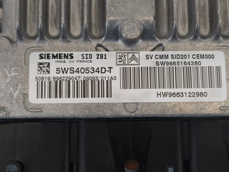 Recambio de centralita motor uce para citroën c5 berlina exclusive referencia OEM IAM 9663122980 5WS40534D-T 