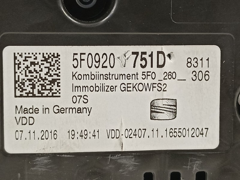 Recambio de cuadro instrumentos para seat leon (5f1) fr fast lane referencia OEM IAM 5F0920751D  