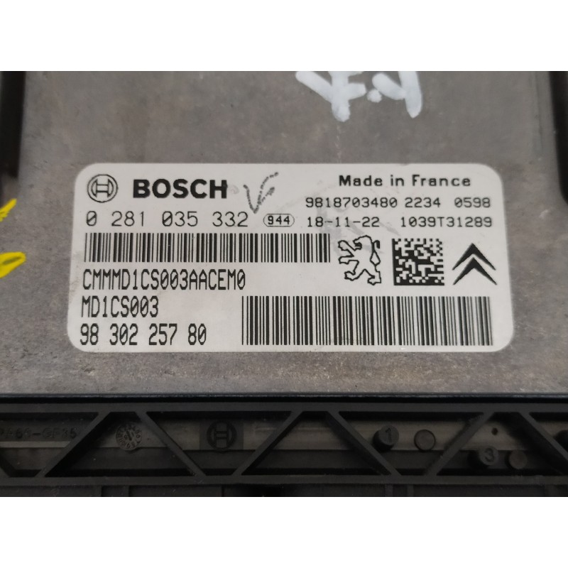 Recambio de centralita motor uce para peugeot 208 1.5 blue-hdi fap referencia OEM IAM 9830225780 0281035332 