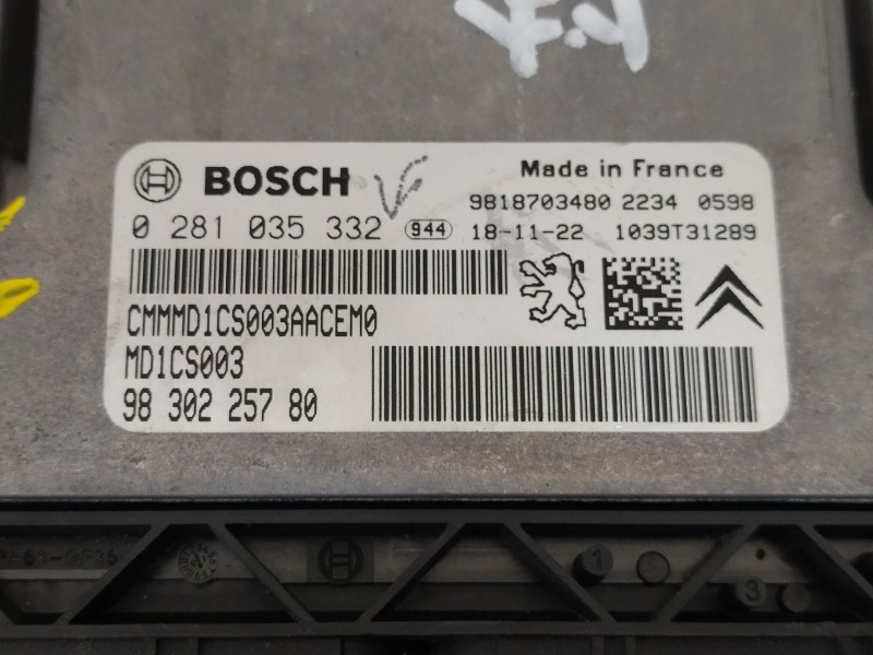 Recambio de centralita motor uce para peugeot 208 1.5 blue-hdi fap referencia OEM IAM 9830225780 0281035332 