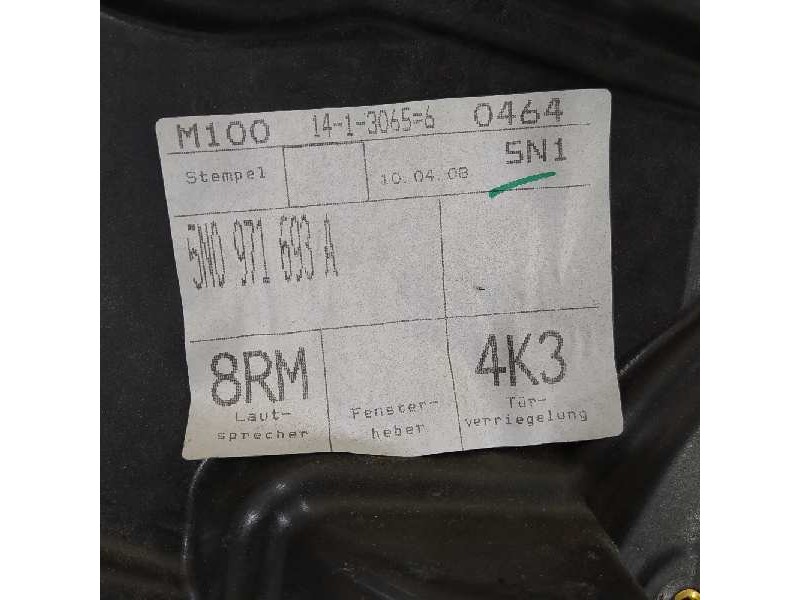 Recambio de elevalunas trasero izquierdo para volkswagen tiguan (5n1) sport referencia OEM IAM 5N0839729F 5N0971693A 5N0959703