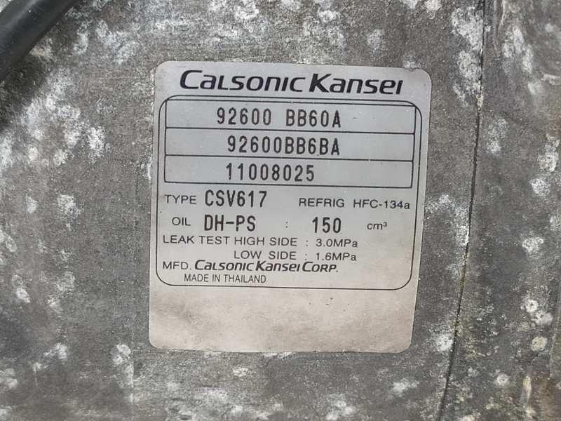 Recambio de compresor aire acondicionado para nissan qashqai (j10) tekna premium referencia OEM IAM 92600BB60A  