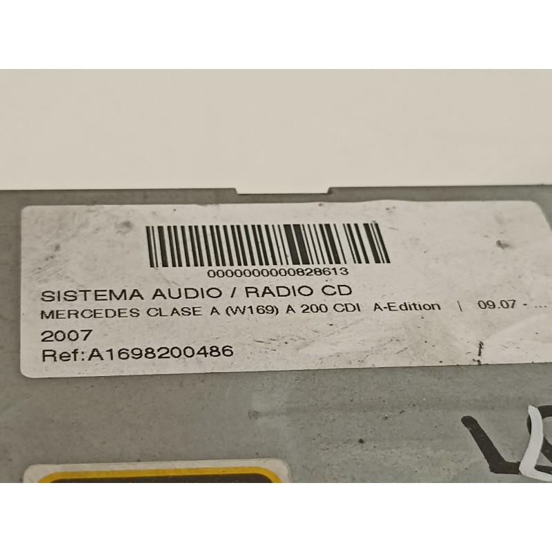 Recambio de sistema audio / radio cd para mercedes-benz clase b (w245) 180 cdi (245.207) referencia OEM IAM A1698200486  