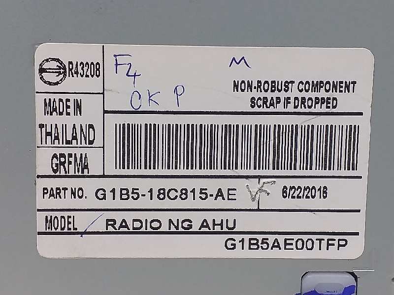 Recambio de sistema audio / radio cd para ford ka+ ultimate referencia OEM IAM G1B518C815AE  