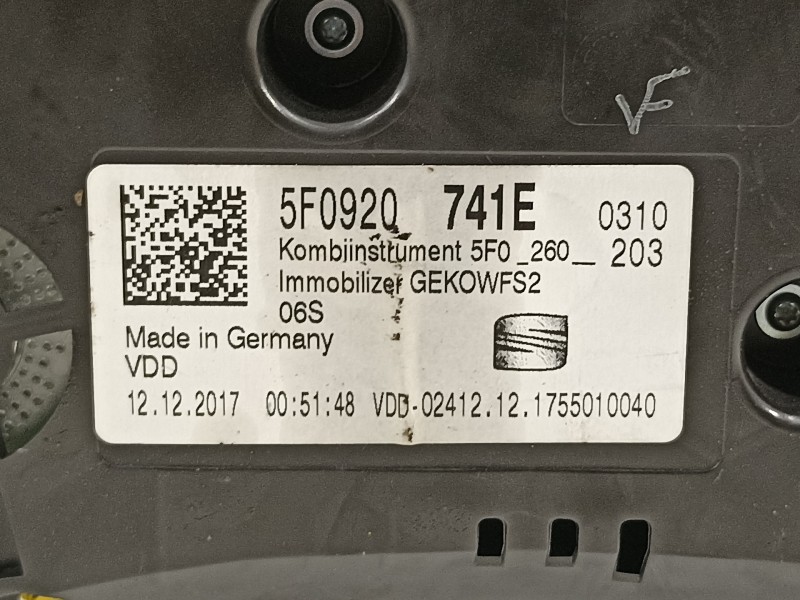 Recambio de cuadro instrumentos para seat leon (5f1) fr referencia OEM IAM 5F0920741E  
