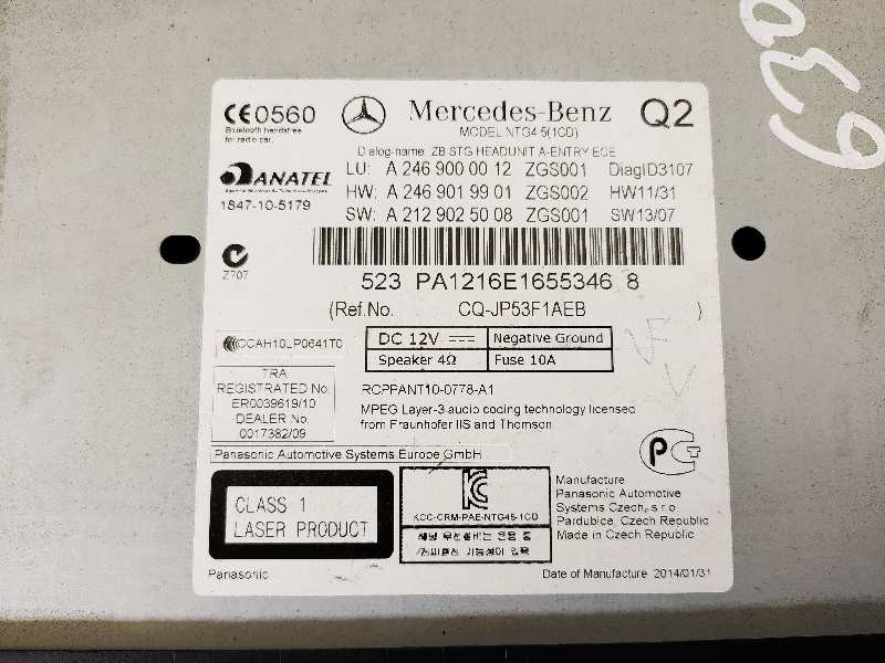 Recambio de sistema navegacion gps para mercedes-benz clase cla (w117) cla 220 cdi (117.303) referencia OEM IAM A2469006710  