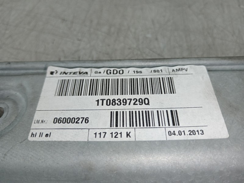 Recambio de elevalunas trasero izquierdo para volkswagen touran (1t3) advance bluemotion referencia OEM IAM 1T0839755H 1T0839729