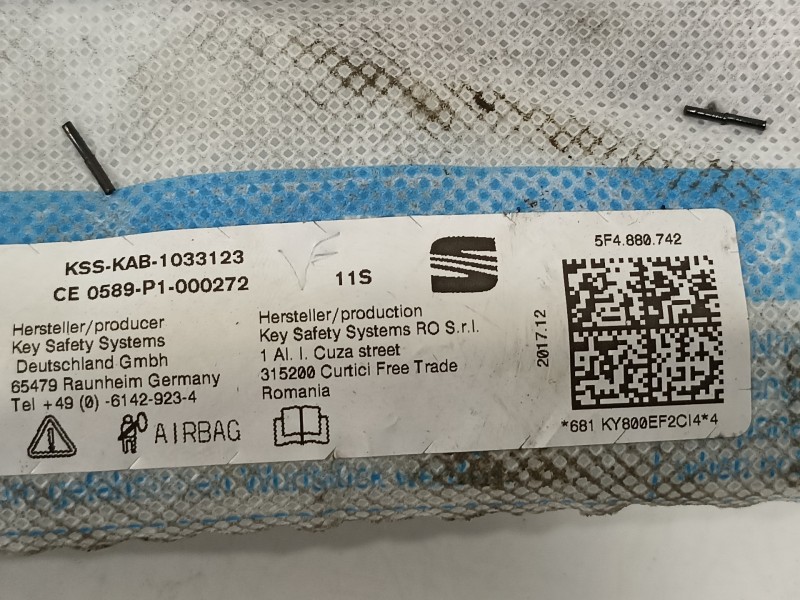 Recambio de airbag cortina delantero derecho para seat leon (5f1) fr referencia OEM IAM 5F4880742  