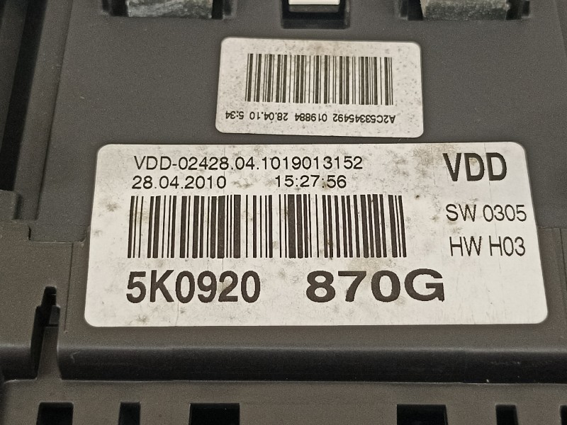 Recambio de cuadro instrumentos para volkswagen golf vi (5k1) sport referencia OEM IAM 5K0920870G  