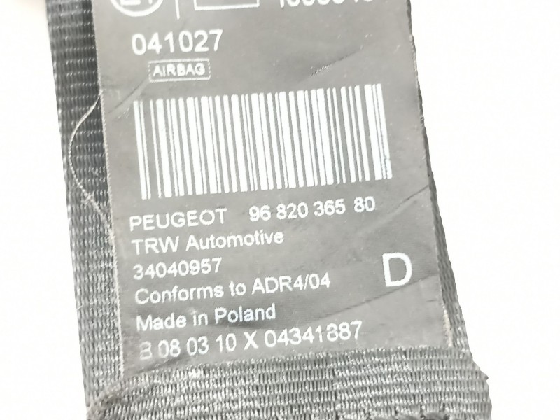 Recambio de cinturon seguridad delantero derecho para peugeot 5008 sport pack referencia OEM IAM 9682036580  