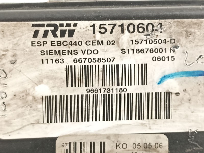 Recambio de abs para peugeot 407 1.6 hdi fap cat (9hz / dv6ted4) referencia OEM IAM 9661731180  