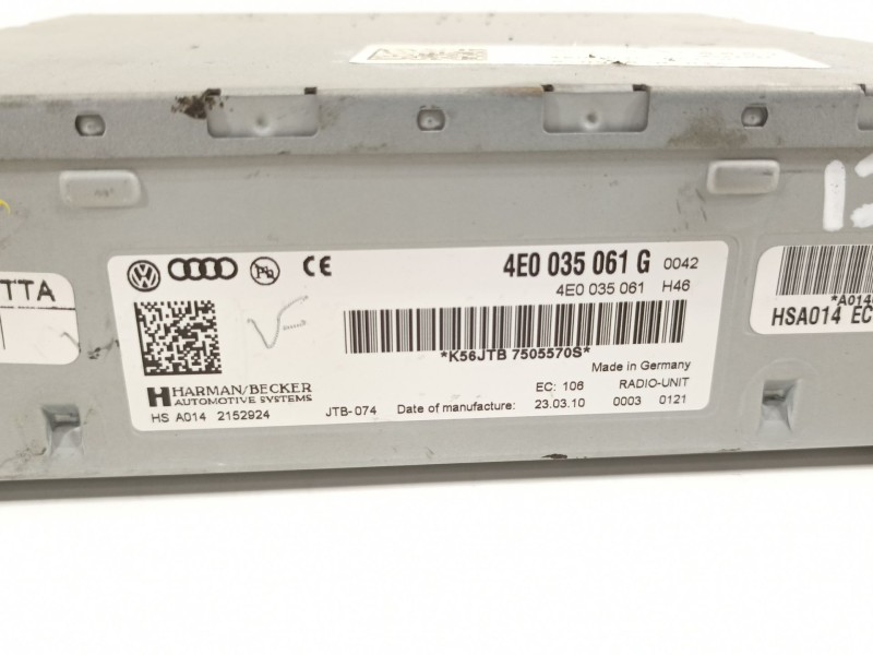 Recambio de sistema audio / radio cd para audi a8 (4h) 4.2 tdi quattro referencia OEM IAM 4E0035061G  