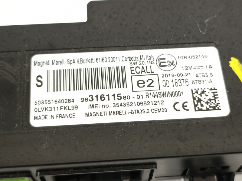 Recambio de modulo electronico para peugeot 208 2020 referencia OEM IAM 9831611580  