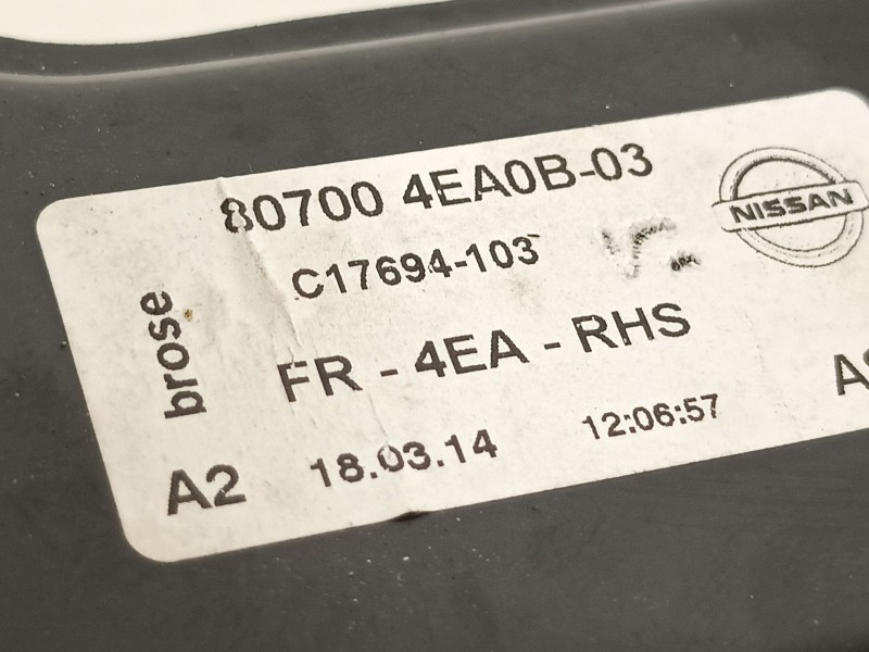 Recambio de elevalunas delantero derecho para nissan qashqai (j11) tekna premium referencia OEM IAM 807004EA0B03  