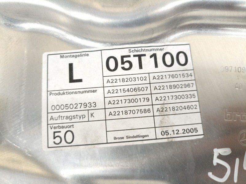 Recambio de elevalunas trasero izquierdo para mercedes-benz clase s (w221) berlina 350 (221.056) referencia OEM IAM A22118203102