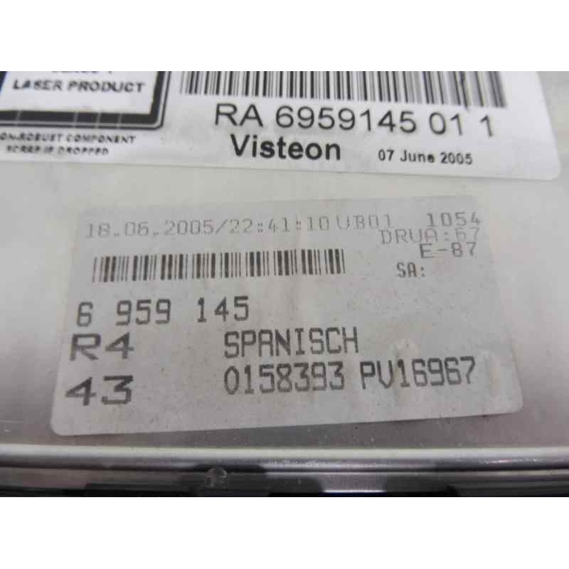 Recambio de sistema audio / radio cd para bmw serie 1 berlina (e81/e87) 118d referencia OEM IAM 6959145 6959145 01 1 