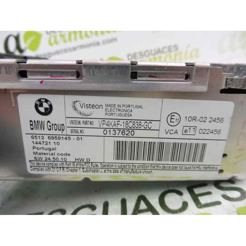 Recambio de sistema audio / radio cd para bmw serie 1 berlina (e81/e87) 118d referencia OEM IAM 6959145 6959145 01 1 