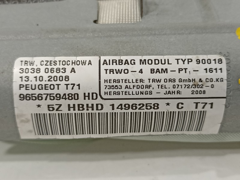 Recambio de airbag cortina delantero izquierdo para peugeot 308 confort referencia OEM IAM 9656759480  