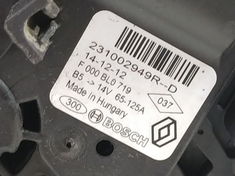 Recambio de alternador para dacia sandero ambiance referencia OEM IAM 231002949R  