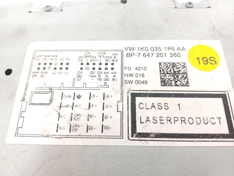 Recambio de sistema audio / radio cd para volkswagen golf plus (5m1) edition referencia OEM IAM 1K0035186AA  