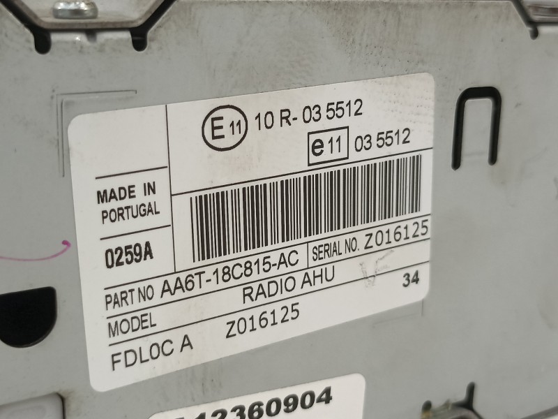 Recambio de sistema audio / radio cd para ford fiesta (cb1) econetic referencia OEM IAM AA6T18C815AC  