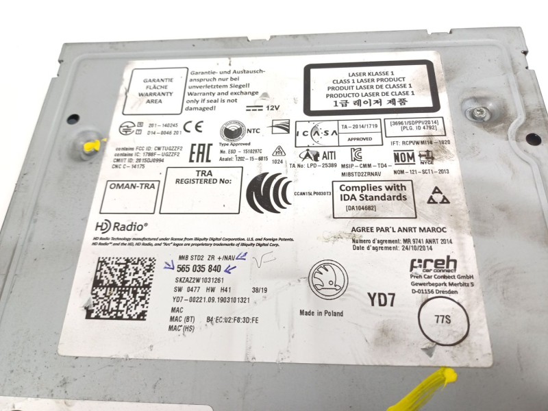 Recambio de sistema navegacion gps para skoda octavia lim. (5e3) l&k referencia OEM IAM 565035840  