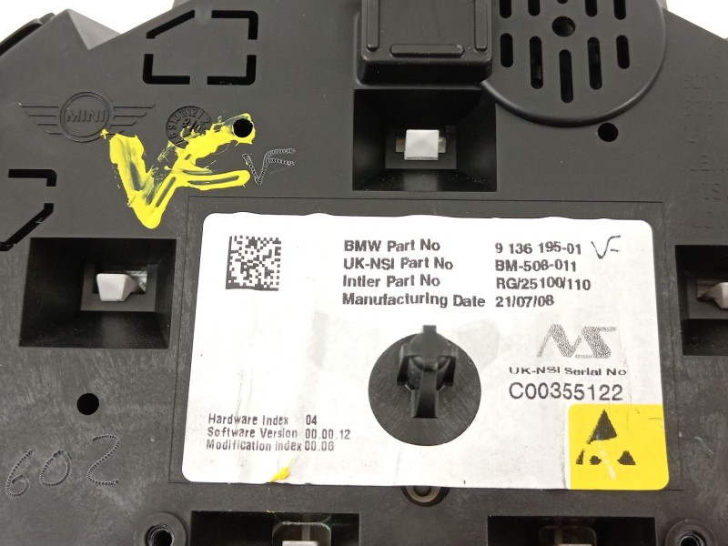 Recambio de cuadro instrumentos para bmw mini (r56) cooper s referencia OEM IAM 62109136195  9136195