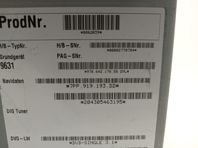 Recambio de sistema navegacion gps para porsche panamera diesel referencia OEM IAM 7PP919193DD  