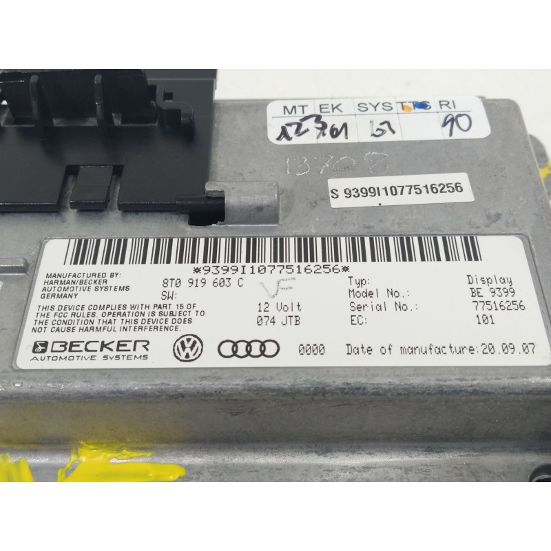 Recambio de pantalla multifuncion para audi a4 b8 (8k2) 3.2 fsi quattro referencia OEM IAM 8T0919603C  