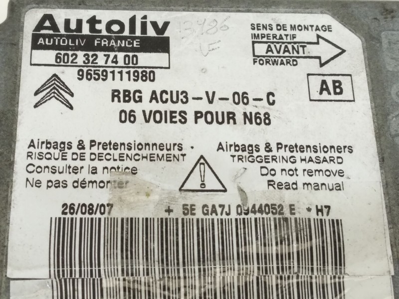 Recambio de centralita airbag para citroën xsara picasso (n68) 1.6 hdi referencia OEM IAM 9659111980  602327400